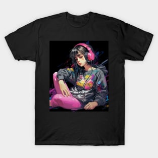 Game Over Sad Japanese Anime Girl Vaporwave Aesthetic T-Shirt